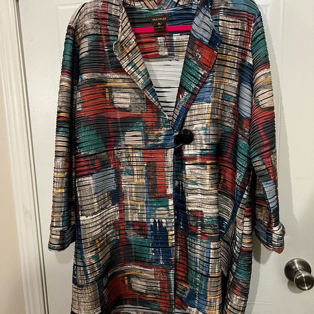 Multiples Striped Multicolor Button Jacket - image 6